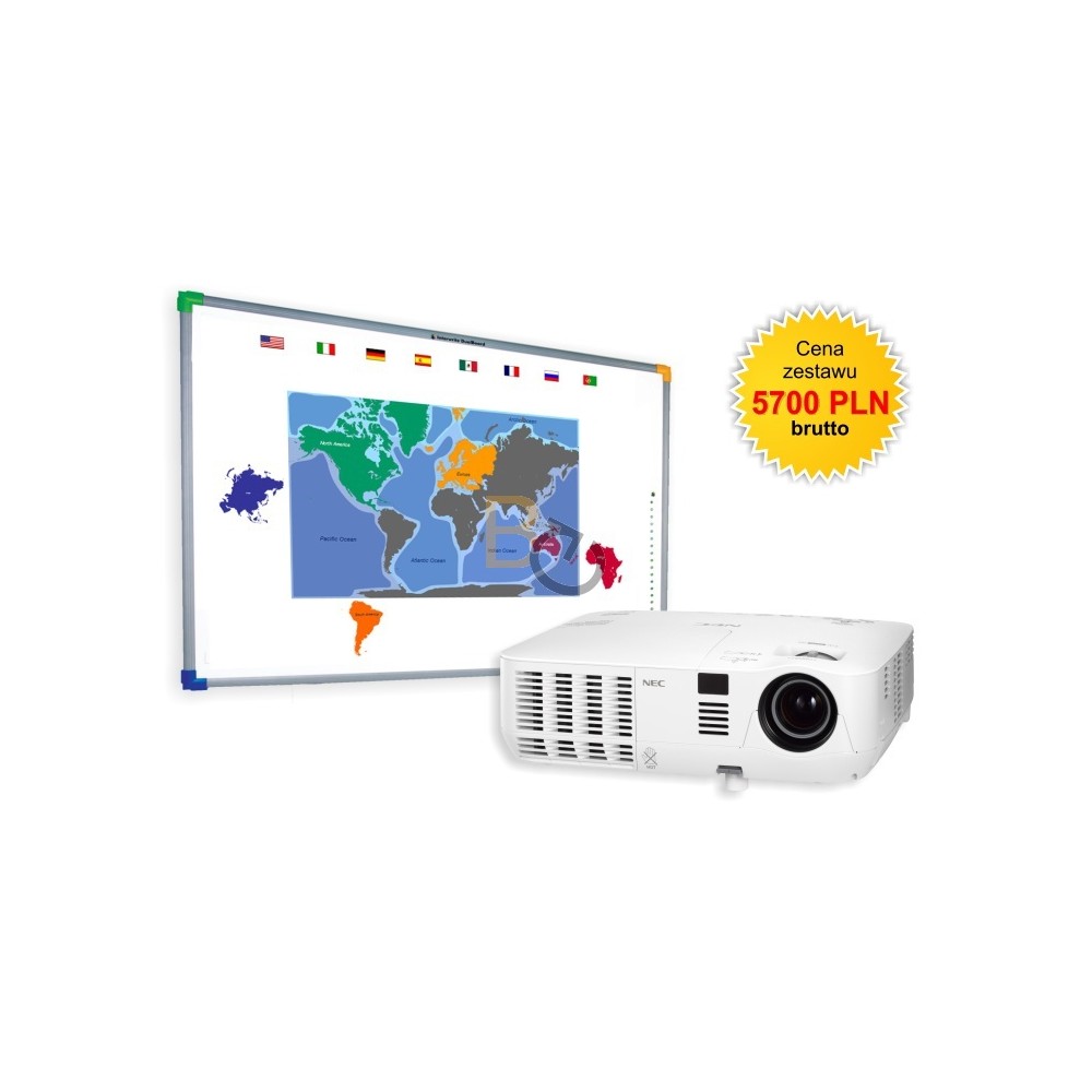 Zestaw interaktywny - Tablica DualBoard 1279 + projektor NEC V230X + uchwyt sufitowy