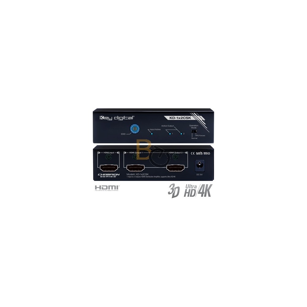 Dystrybutor sygnału HDMI Key Digital KD-1x2CSK