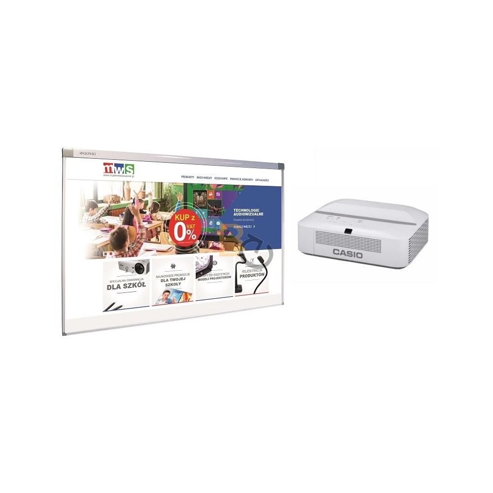 Zestaw interaktywny - tablica QOMO QWB100OPF + projektor Casio XJ-UT310 + uchwyt dedykowany