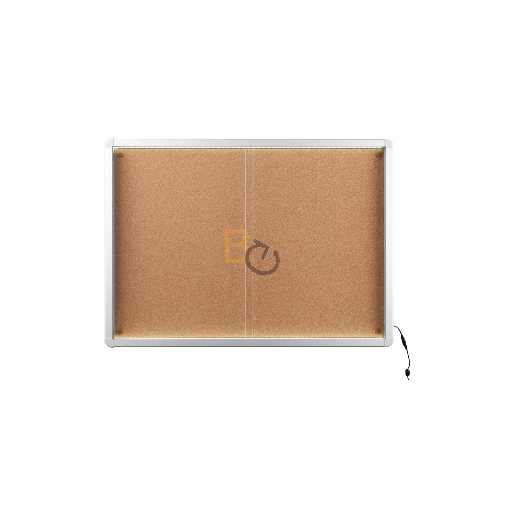 Gablota wewnętrzna 2x3 z przesuwanymi drzwiami model 1 8xA4 (94x68cm) - korkowa z oświetleniem LED