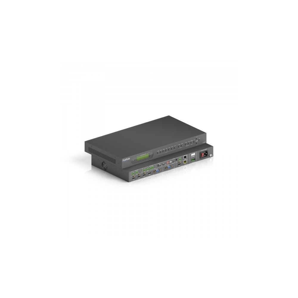 Wieloformatowy przełącznik matrycowy PureLink  6x2 ze skalerem oraz wzmacniaczem audioSkaler HDMI PT-PMS-62