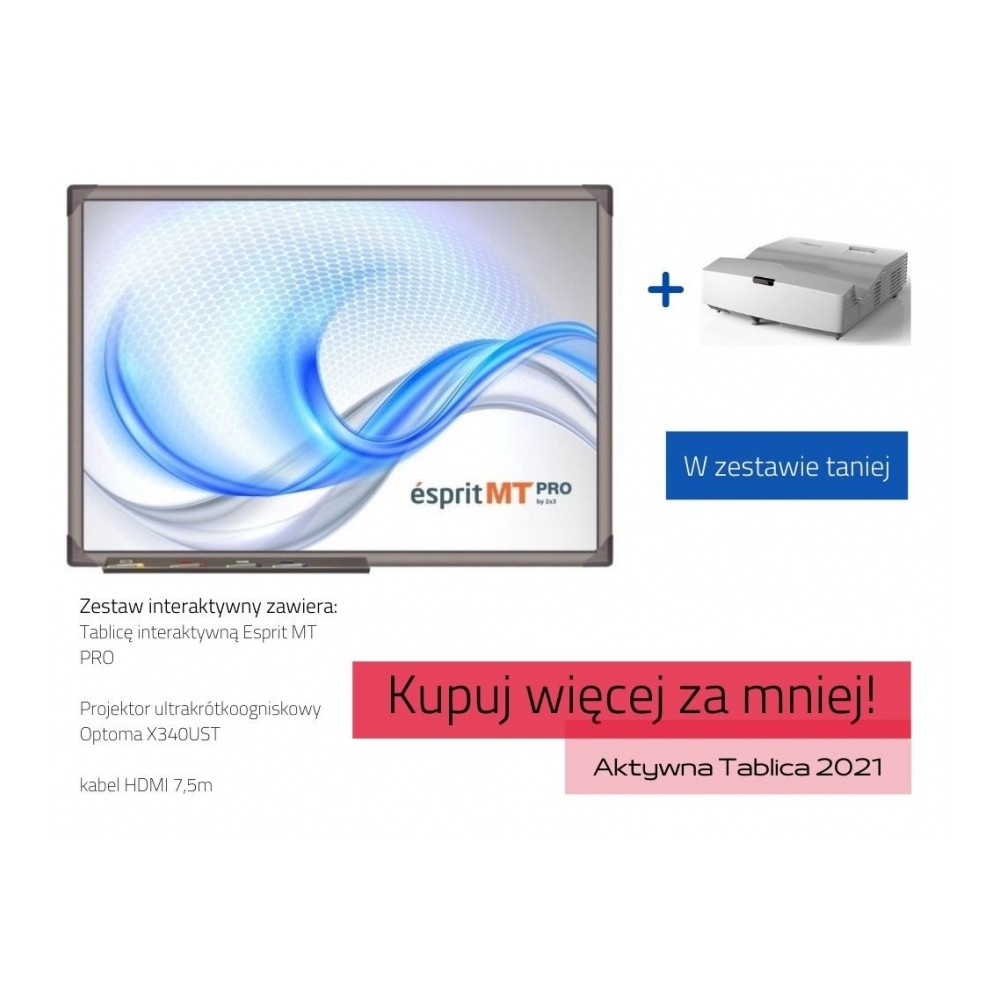 Zestaw interaktywny - Esprit MT PRO + Optoma X340UST + kabel HDMI 7,5m