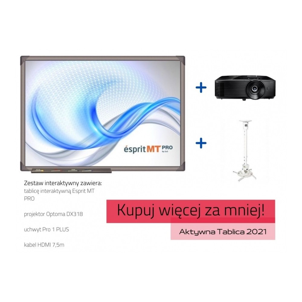 Zestaw interaktywny - Esprit MT PRO + Optoma DX318e + uchwyt Pro 1 PLUS + kabel HDMI 7,5m