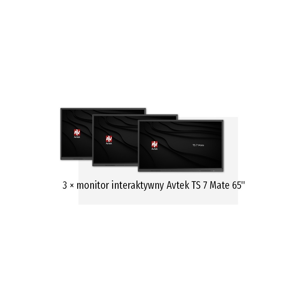 Zestaw interaktywny 17500 PLN 7 / Aktywna tablica 2023 3x monitor Avtek TS 7 Mate 65 (65 cali, 4K)