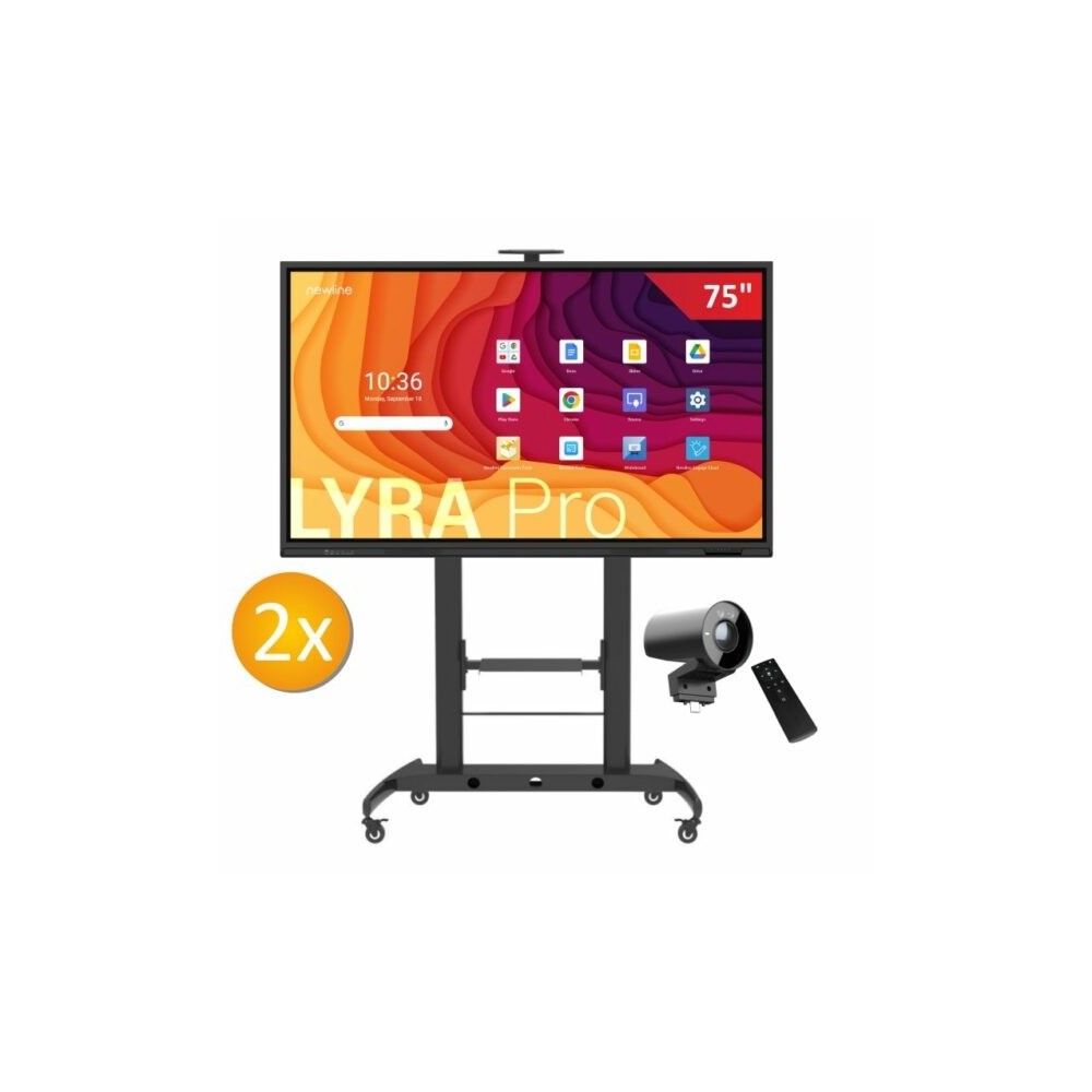Zestaw interaktywny 17500 PLN / Aktywna tablica 2024 2 x monitor 75 LYRA PRO + 2 x kamera ModCam+ + 2 x podstawa mobilna