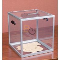 Urna wyborcza przezroczysta z pleksi z licznikiem i klapą - wysokość 45cm