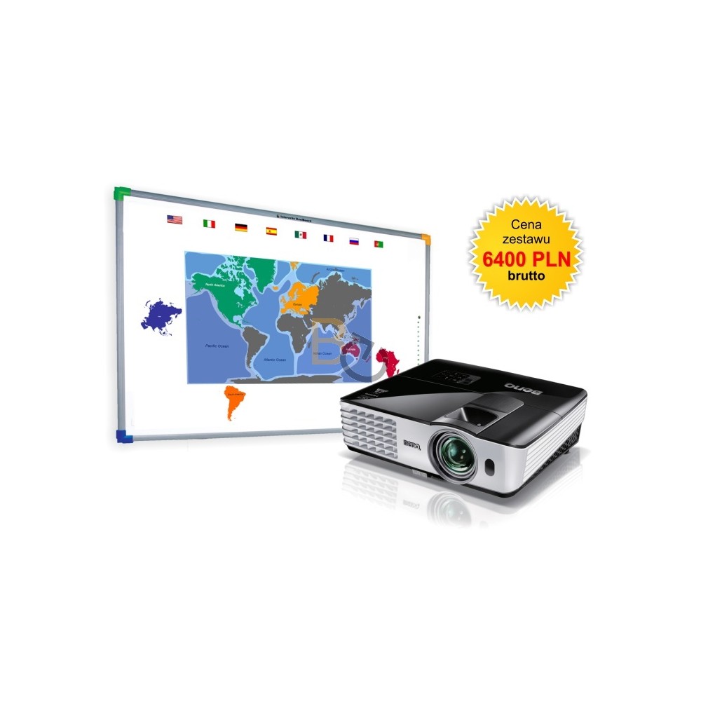 Zestaw interaktywny - tablica interaktywna Interwrite DualBoard 1279 + Benq MX613ST + uchwyt sufitowy