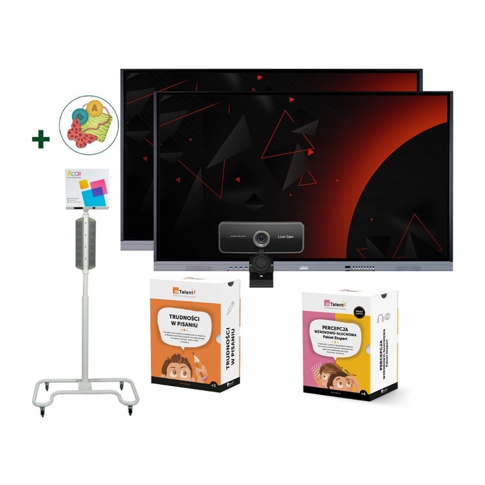 Zestaw interaktywny 35000 PLN 2 / Aktywna tablica 2023 2x monitor myBoard Grey Rock (75 cali, 4K) + 1x zestaw SmartFloor Mobile