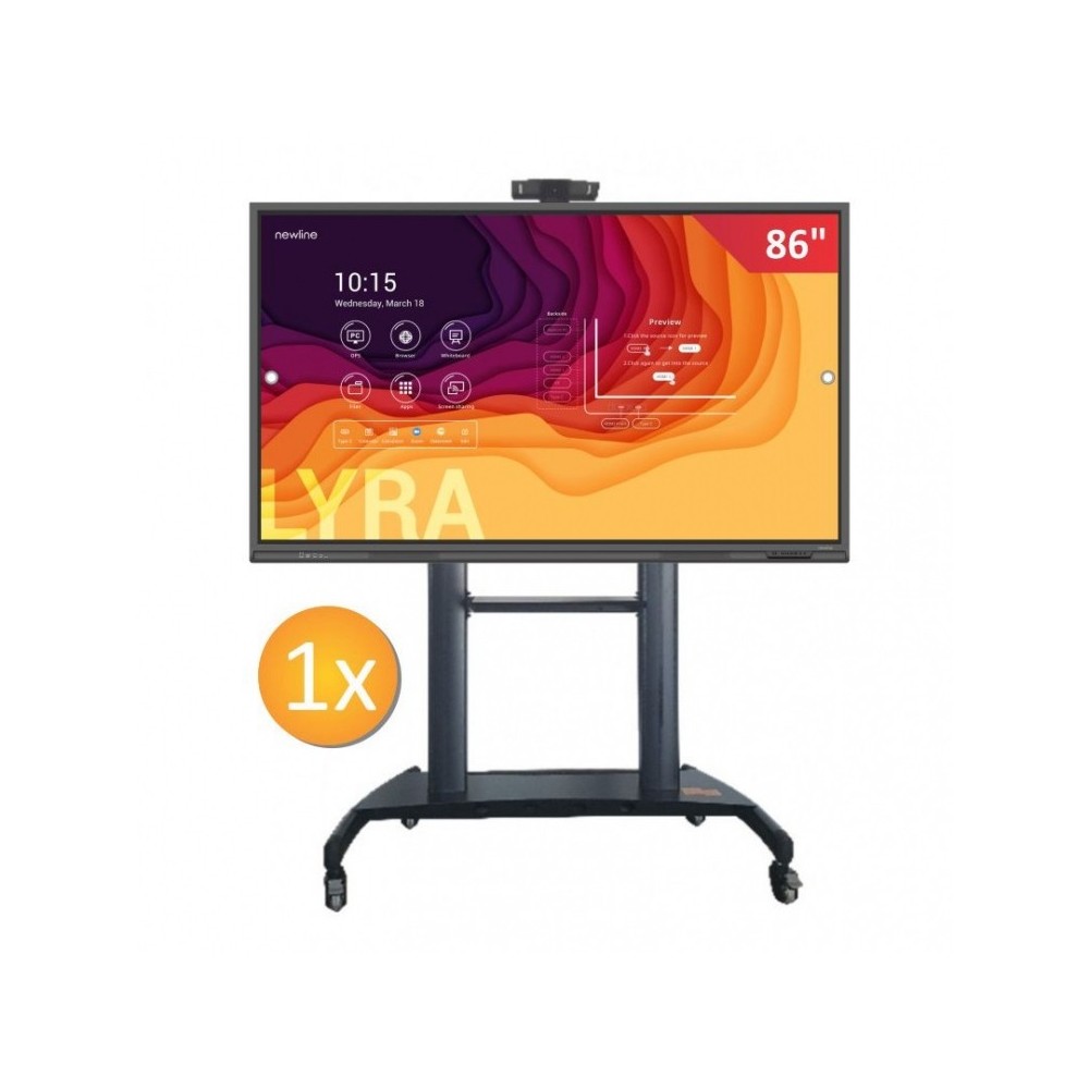 Zestaw interaktywny 14000 PLN 6 / Aktywna tablica 2023 1x monitor Newline LYRA TT-8621Q (86 cali, 4K) + 1x podstawa mobilna HW86