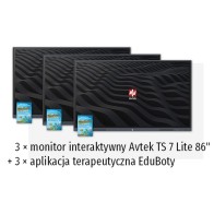 Zestaw interaktywny 35000 PLN 4 / Aktywna tablica 2023 3x monitor Avtek TS 7 lite 86 (86 cali 4K) + 3x aplikacja terapeutyczna E