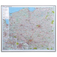 Mapa drogowa Polski 2x3 w ramie aluminiowej, płyta miękka