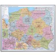 Mapa administracyjna Polski 2x3 w ramie aluminiowej magnetyczna