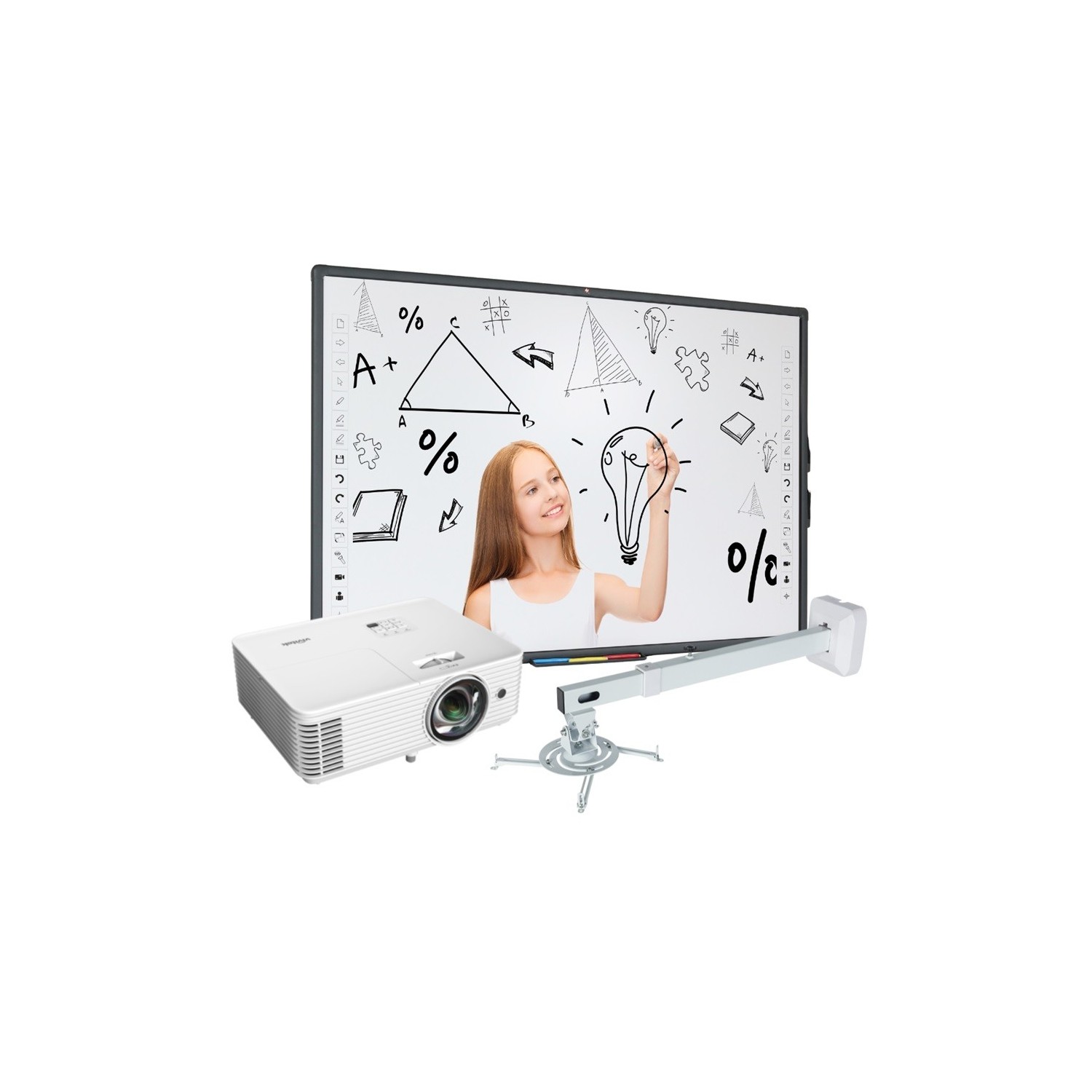 Zestaw interaktywny: Tablica interaktywna Avtek TT-Board 80 + Vivitek DX335ST-EDU + uchwyt