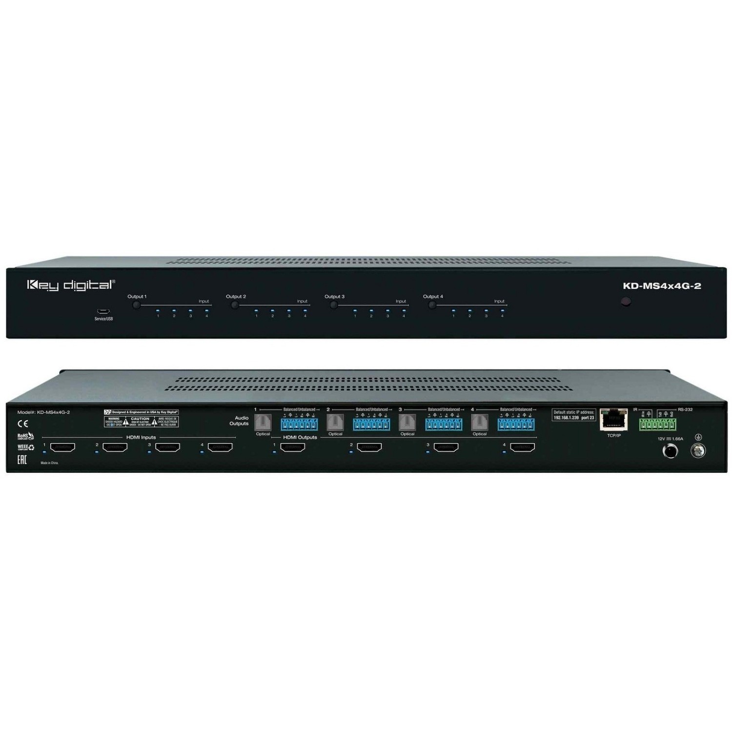 Matryca HDMI 4 wejścia / 4 wyjścia Key Digital KD-MS4x4G-2