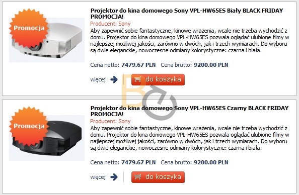 SUPER PROMOCJA BLACK FRIDAY - PROJEKTOR SONY VPL-HW65ES CZARNY LUB BIAŁY