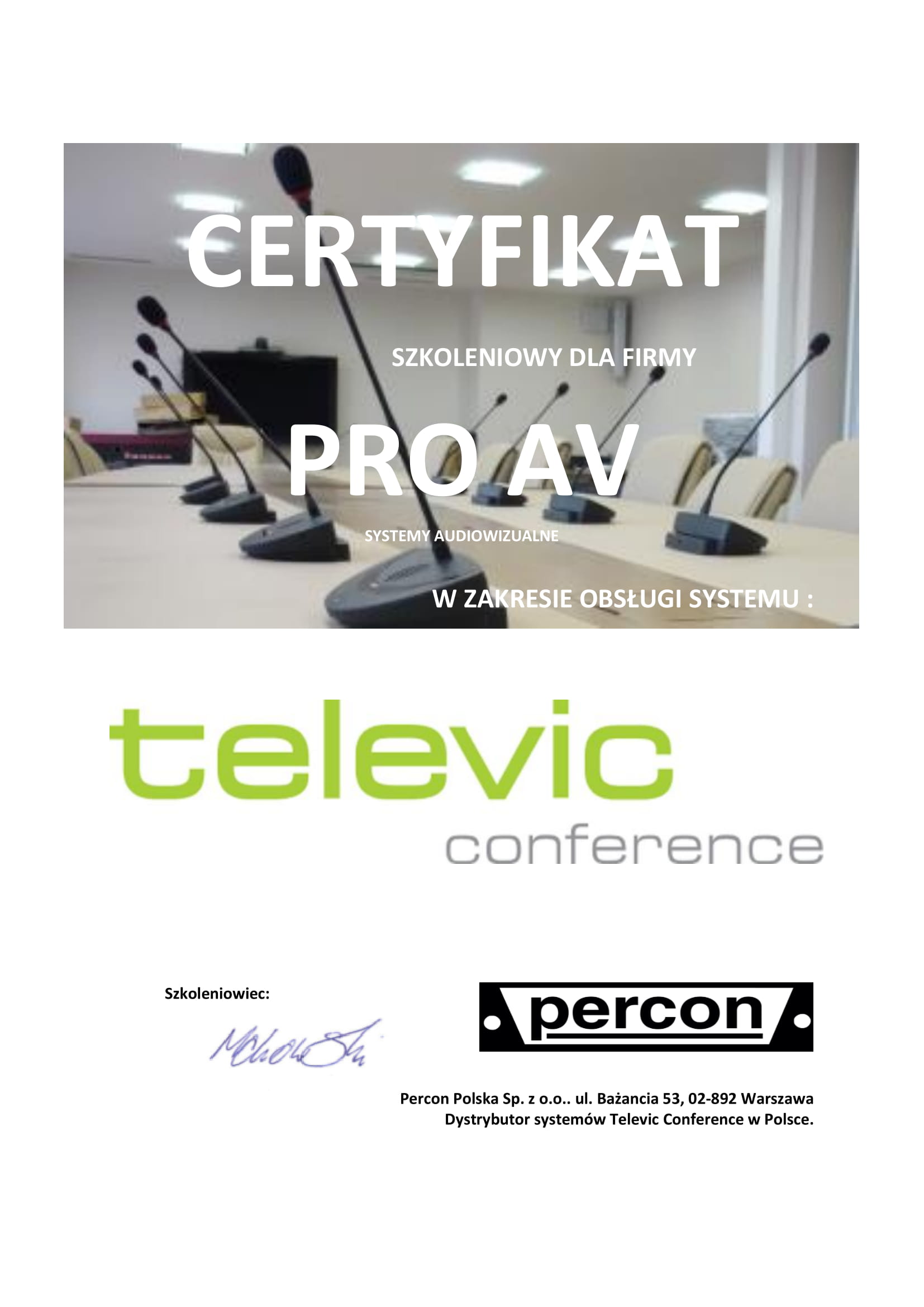 Certyfikat Televic