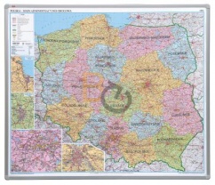 Mapa administracyjna Polski 2x3 w ramie aluminiowej magnetyczna