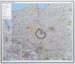 Mapa drogowa Polski 2x3 w ramie aluminiowej płyta miękka