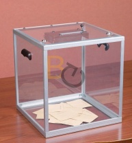 Urna wyborcza przezroczysta z pleksi z licznikiem i klapą - wysokość 32cm