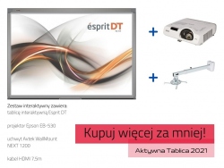 Zestaw interaktywny - tablica interaktywna Esprit DT + projektor Epson EB-530 + uchwyt Avtek WallMount NEXT 1200 + kabel HDMI 7,5m